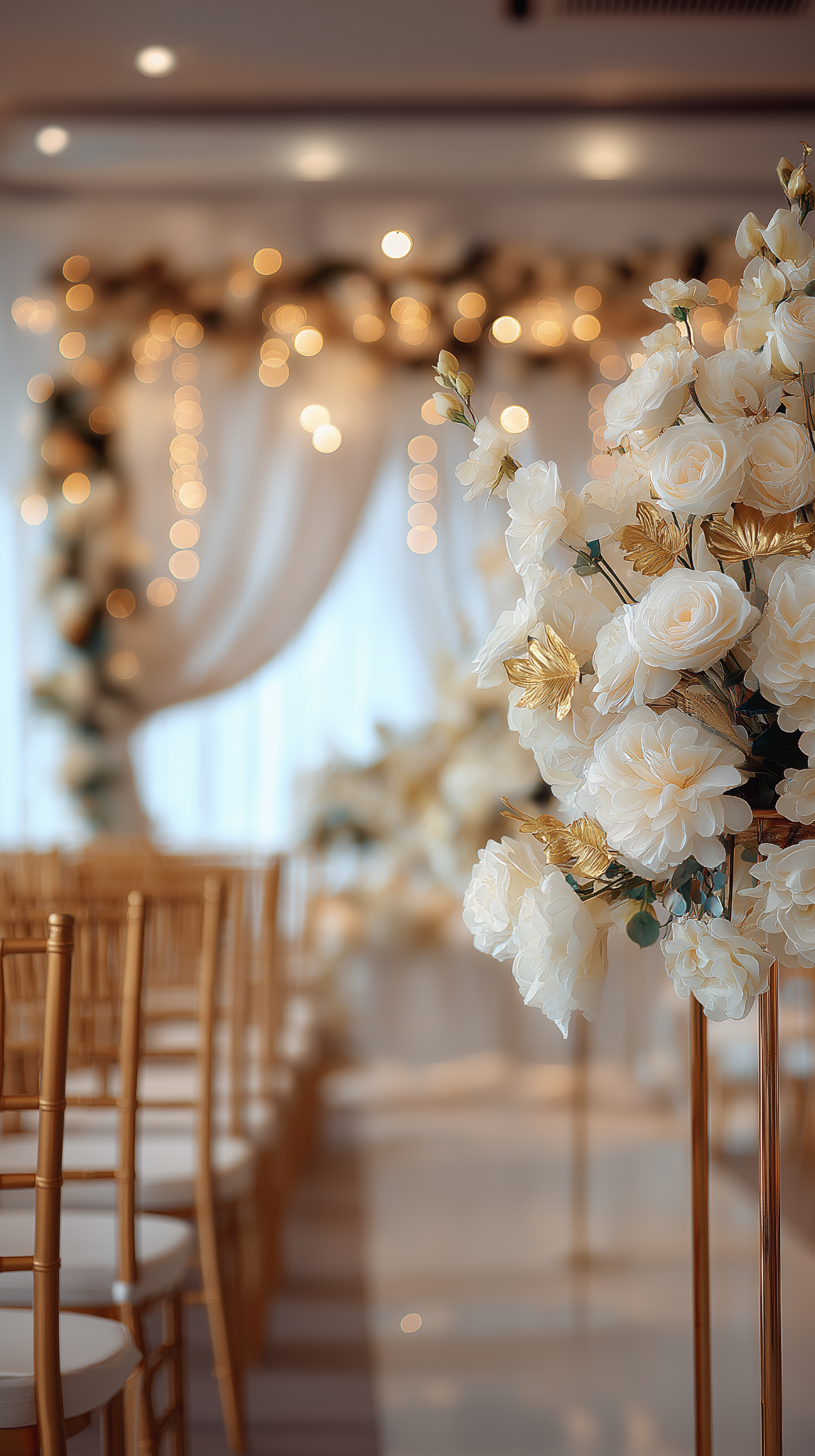 White and gold floral ceremony design
